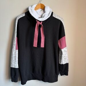 Miss Chievous Women's Fleece Cowl Neck Long Sleeve Pullover Sweatshirt Black XL